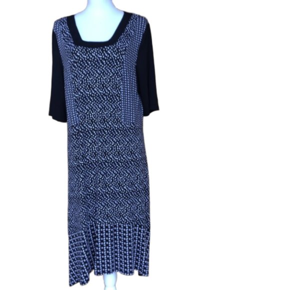 Blue Illusion Mix Prints Short Sleeve Jersey Dress - Picture 1 of 8